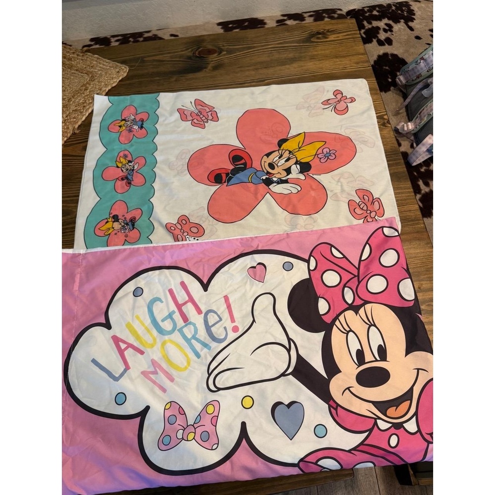 Vintage‎ Disney Minnie Mouse Standard Pillowcase Reversible Flower Kids Girls